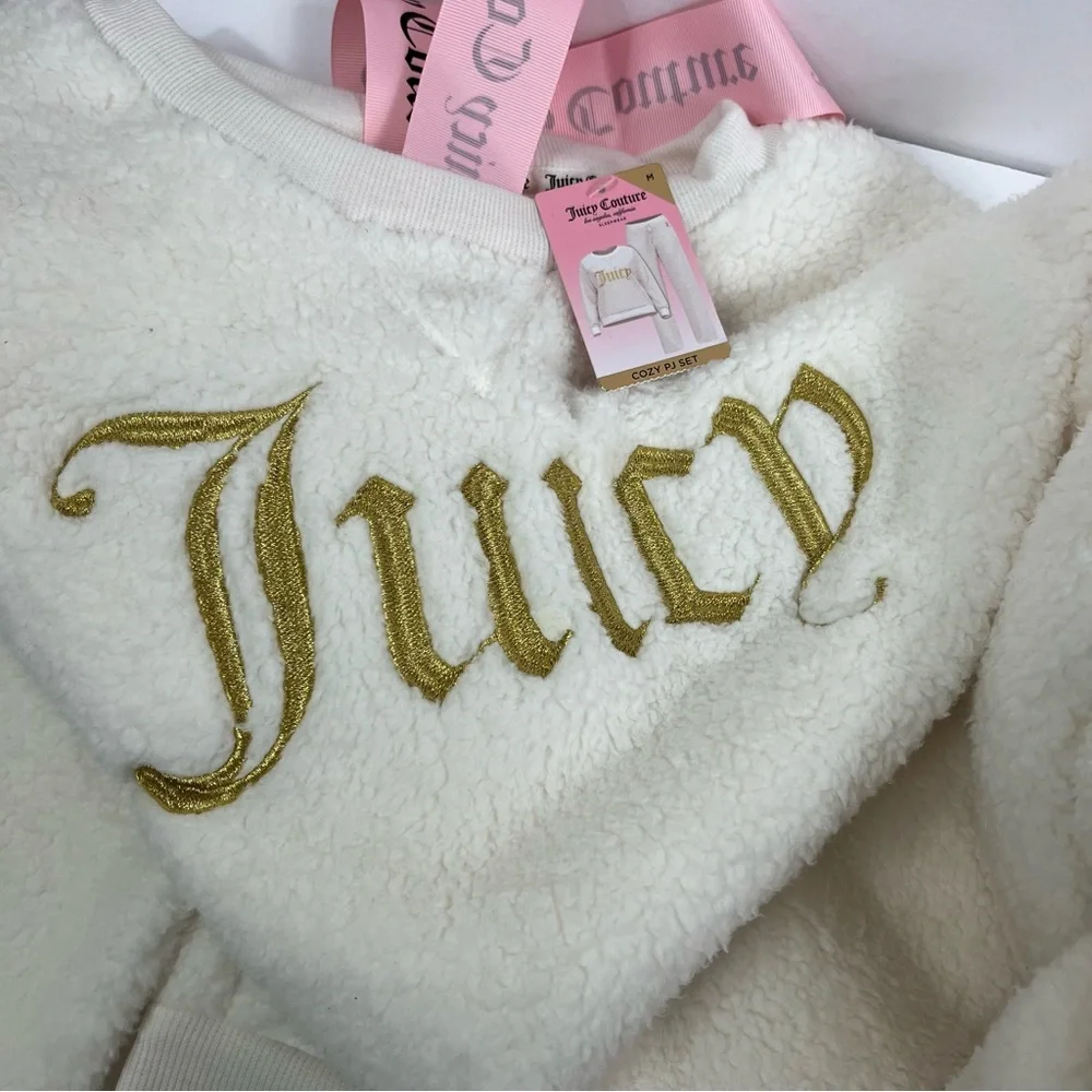 Juicy Couture Cozy White and Gold PJ Set
